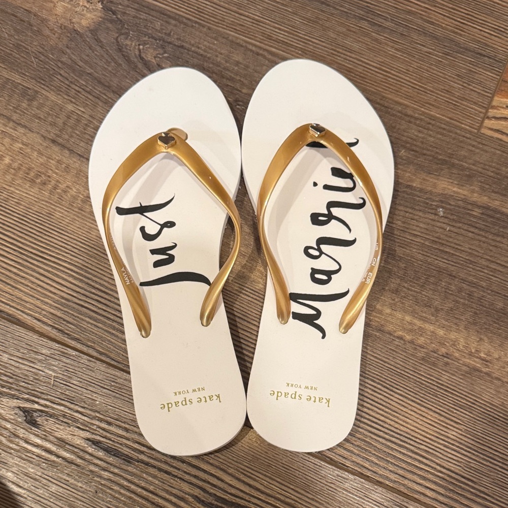 Kate Spade Gold and Cream Just Married Sandals never worn